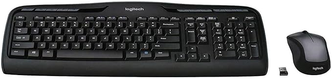 Logitech MK335 Quiet Wireless Keyboard and Mouse Combo - Black/Silver Keyboard and Mouse Combo Wireless, Ambidextrous