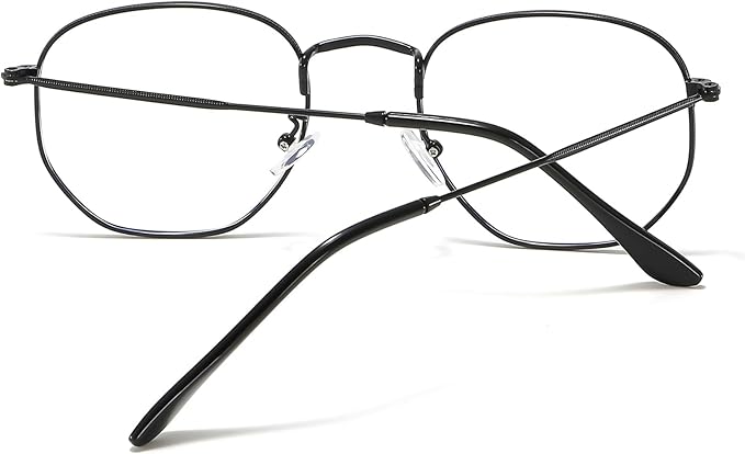 Hexagonal Metal Blue Light Blocking Glasses Anti Eye Strain for Digital Screens Lightweight Frame for Men Women