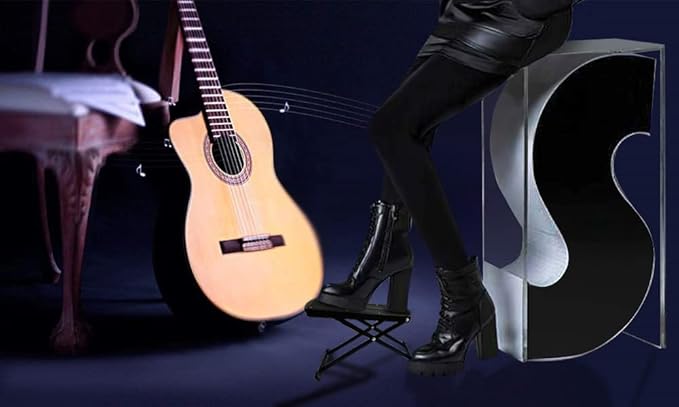 Guitar Foot Rest Stool Height Adjustable Footstool Excellent Stability with Rubber End Caps and Non-Slip Rubber Pad for Classical Guitar