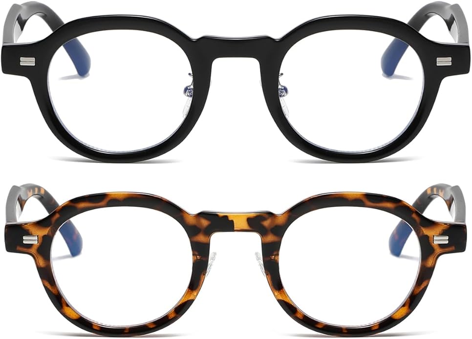 JOVAKIT Trendy Round Blue Light Blocking Glasses for Women Men Retro Vintage Circle Style Non-prescription Computer Glasses