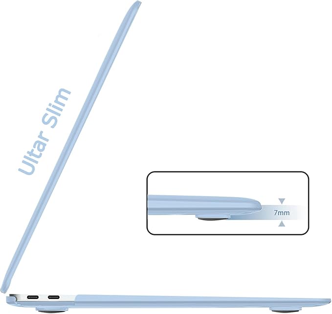 B BELK Compatible with MacBook Air 13 inch Case M1 2022 2021 2020 2019 2018 A2337 A2179 A1932 Touch ID,Matte Plastic Hard Shell+Keyboard Cover+Screen Protector for MacBook Air 13.3 inch Case,Airy Blue