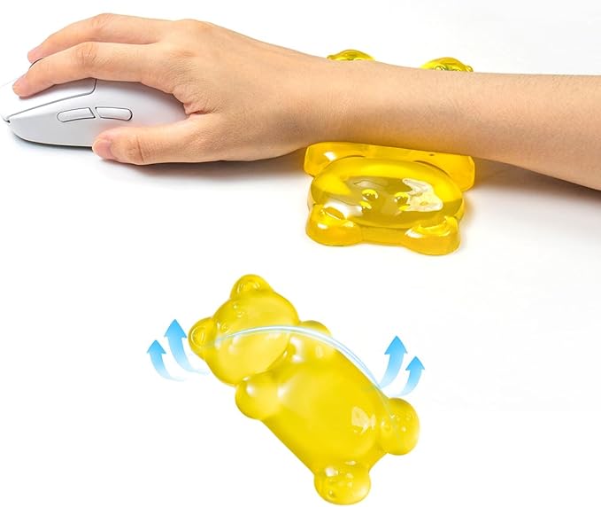 Ergonomic Silicone Gel Mouse Wrist Rest –Yellow Clear Cute Bear Mouse Wrist Rest, Comfort & Support for Typing and Gaming