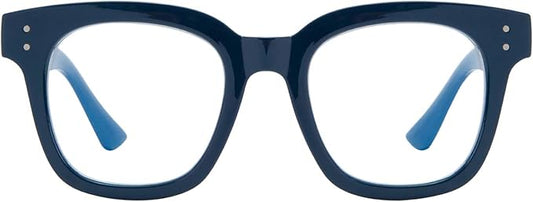 Madison Avenue Blue Light Blocking Glasses for Women Oversized Fashion Blue Light Blocker Anti Eyestrain & UV Protection Computer Eyeglasses (Ink Blue)