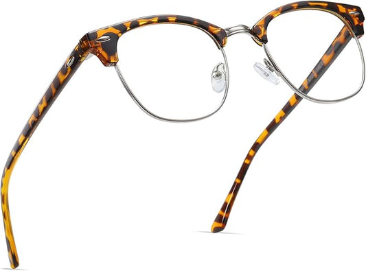 Blue Light Blocking Glasses Vintage Half Frame UV Clear Lens Anti Eyestrain Computer Gaming Glasses for Women Men