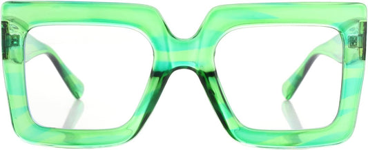 Onrtry Oversized Square Blue Light Glasses for Women Men Thick Frame Big Computer Eyewear Non-Prescription Eyeglasses
