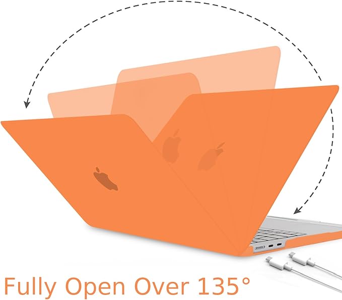 B BELK Compatible with MacBook Air 13 inch Case M5 2026 2025 2024-2022 M4 M3 M2 A3449 A3240 A3113 A2681, Plastic Hard Shell Case+Keyboard Cover+Screen Protector for MacBook Air 13.6 inch Case, Orange