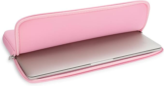 RAINYEAR 15.6 Inch Laptop Sleeve Protective Case Soft Carrying Zipper Bag Cover with Accessories Pouch, Compatible with 15.6" Notebook Computer Chromebook (Pink)
