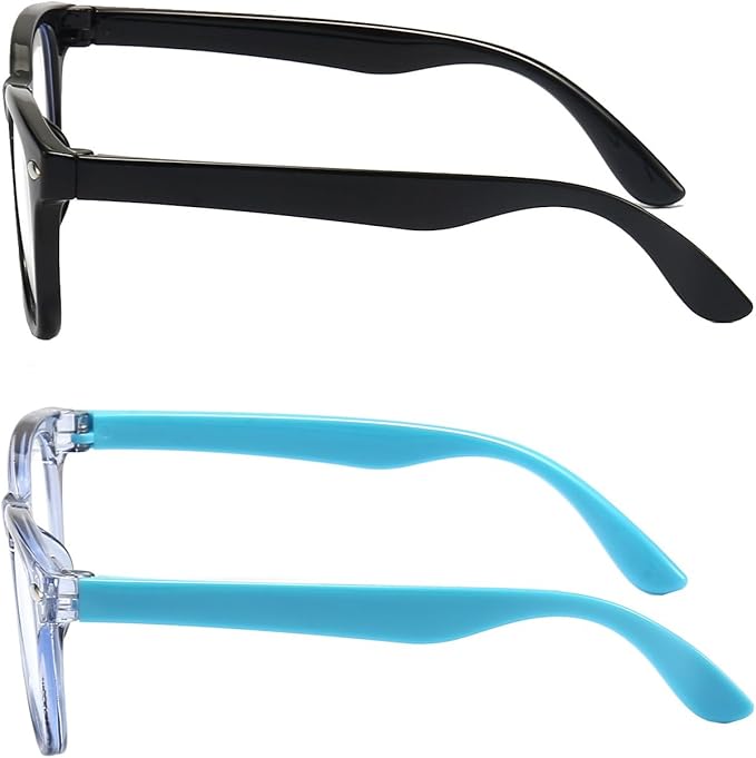 FANNYGO 2 Pack kids Blue Light Blocking Glasses For Girls And Boys Computer Blue Light Blocking Glasses For Age 3-11 (Black + Light blue)
