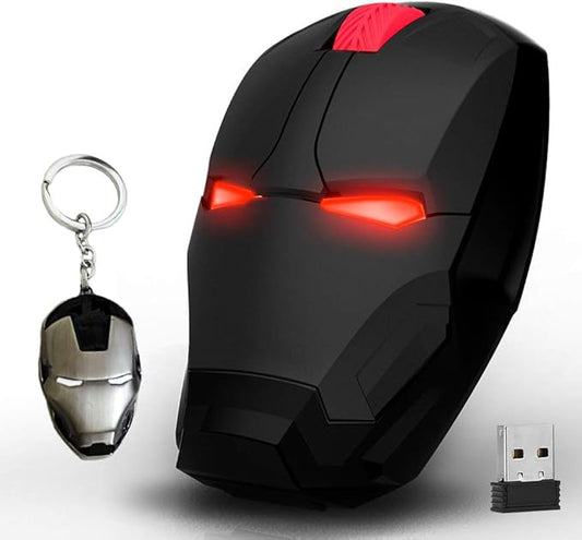 Ergonomic Wireless Mouse - Cool Mice 2.4G Portable Optical Mice with USB Receiver, for Notebook PC Laptop Computer Mac Book, Add a Keychain (Black)