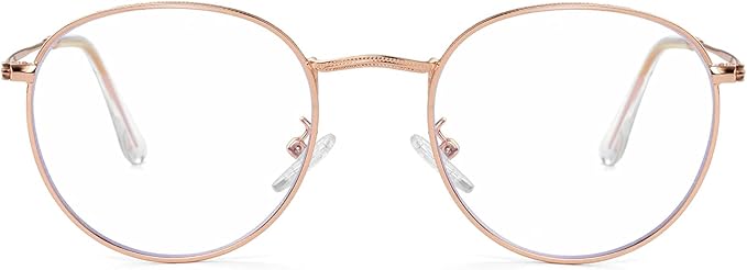 AIEYEZO Blue Light Glasses for Women Men Fashion Retro Circle Wire Frames Eyeglasses Anti-Blue Light Computer Gaming Glasses