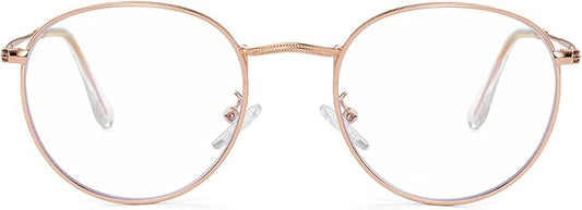 AIEYEZO Blue Light Glasses for Women Men Fashion Retro Circle Wire Frames Eyeglasses Anti-Blue Light Computer Gaming Glasses