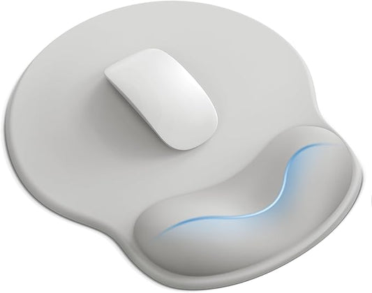 Mouse Pad with Wrist Rest, Ergonomic Mouse Pads for Desk, Office Non-Slip Mousepad with Gel Wrist Support(Light Gray, 10.6''L x 9''W)
