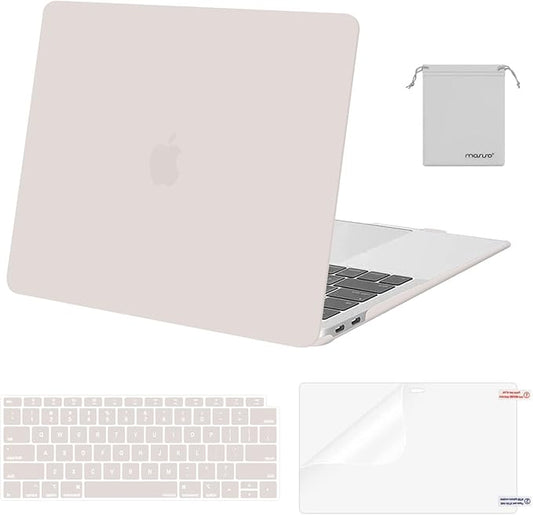 MOSISO Compatible with MacBook Air 13 inch Case M1 Chip 2021-2018 Release A2337 A2179 A1932, Plastic Hard Shell&Keyboard Cover&Screen Film&Storage Bag for MacBook Air 13.3 inch Case, Rock Gray