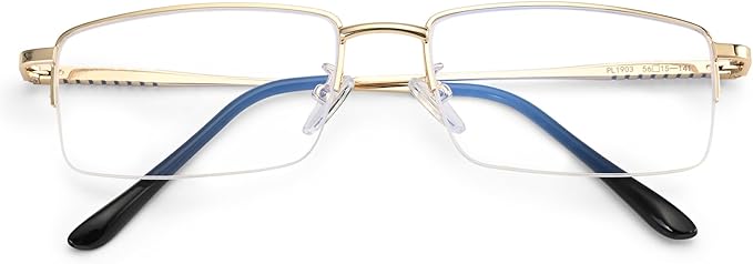 Dollger Rectangle Blue Light Glasses for Men Metal Anti Bluelight Blocking Glasses for Computer Fashion Eyeglasses Small Half