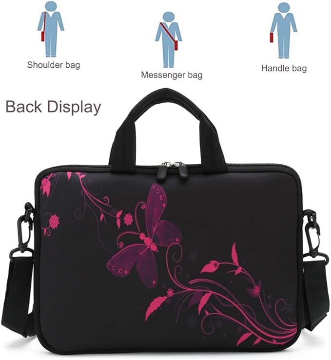 RICHEN 11 11.6 12 12.5 13 inches Case Laptop/Chromebook/Notebook/PC Tablet Travel Case Neoprene Handle Sleeve with Shoulder Strap (11-13.3 inch, Nice Butterfly)
