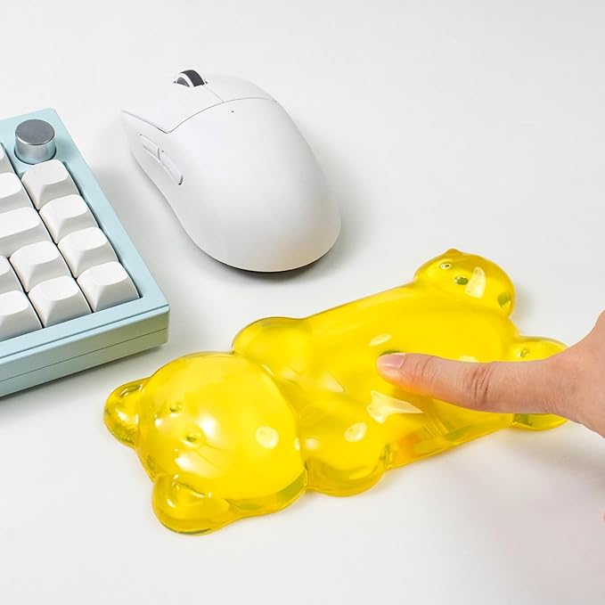 Ergonomic Silicone Gel Mouse Wrist Rest –Yellow Clear Cute Bear Mouse Wrist Rest, Comfort & Support for Typing and Gaming