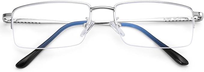 Dollger Rectangle Blue Light Glasses for Men Metal Anti Bluelight Blocking Glasses for Computer Fashion Eyeglasses Small Half