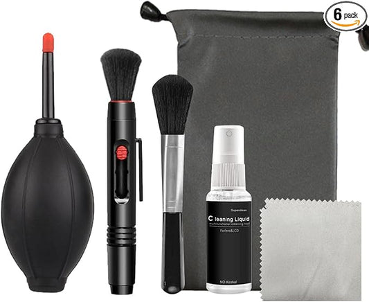 6 in 1 Dust Swiping Air Blower Brush Pen Cloth Cleaning kit for Digital Video Camera Computer Phone Screen Lens by KASINshooting