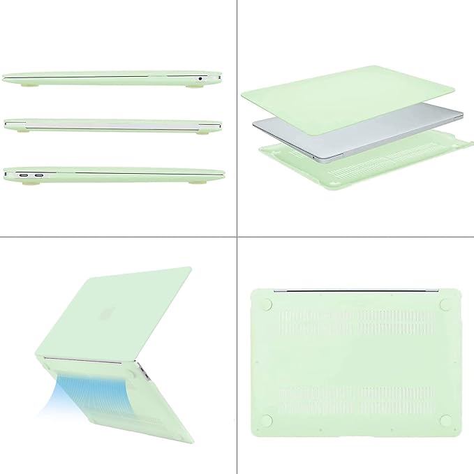 MOSISO Compatible with MacBook Air 13 inch Case M1 Chip 2021-2018 Release A2337 A2179 A1932, Plastic Hard Shell&Keyboard Cover&Screen Film&Storage Bag for MacBook Air 13.3 inch Case, Honeydew Green