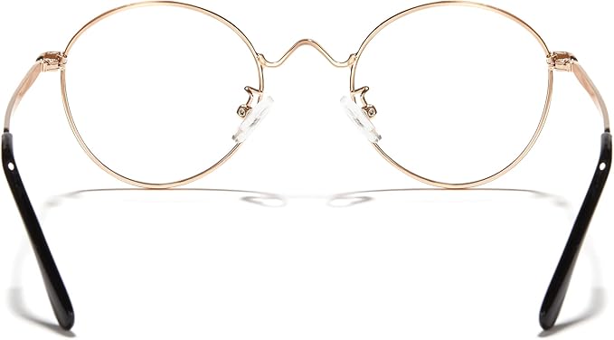 Cyxus Blue Light Glasses for Men and Women, Round Metal Frame Computer Eyeglasses for Office, Gaming, Reading 8090