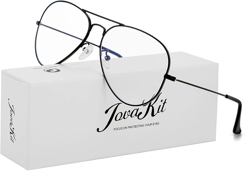 Aviator Clear Lens Glasses for Women Men Non-prescription Eyeglasses Blue Light Blocking Lens Metal Frame
