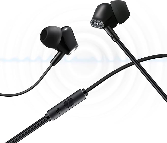 Wired Earbuds Headphones for School with Microphone Noise Isolating Stereo Bass in-Ear Earphones – for Smartphones, Tablets, Schools, Ipads, Multiuse - 3.5mm Plug in Audio Jack - Black