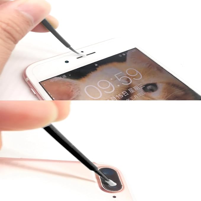 100 Pack Phone Charge Port Cleaning Tool kit,Bendable Mini Soft Round Brushes Cleaner Compatible with iPhone 11 Pro Speaker Tablet Camera Laptop Computer Smartphone, Black - Image 7
