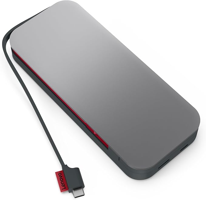 Lenovo Go USB-C Laptop Power Bank 20,000 mAh, 2xUSB-C, 1xUSB-A, <3h Recharging Time, Storm Grey