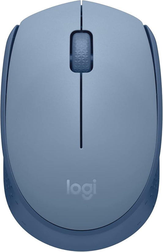 Logitech M170 Wireless Mouse for PC, Mac, Laptop, 2.4 GHz with USB Mini Receiver, Optical Tracking, 12-Months Battery Life, Ambidextrous - Blue Grey