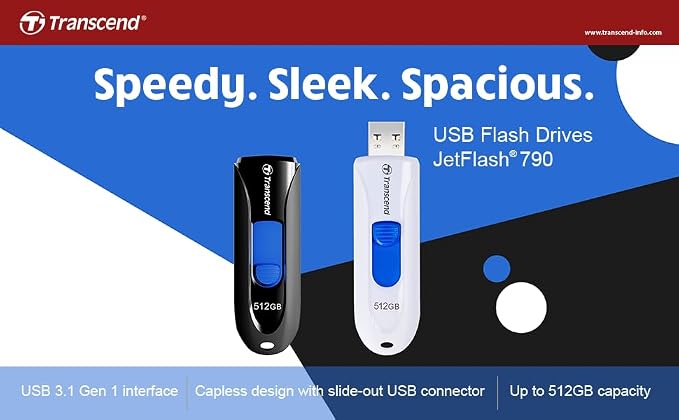 Transcend JF790 32GB USB Flash Drive, for PC/Mac/Laptop/Windows/Computer/ Desktop/TV/Car Audio, USB3.2 Gen1 Memory Stick, Thumb Drives Data Storage w/ Retractable Connector, USB2.0/3.0/3.1 Compatible - Image 7