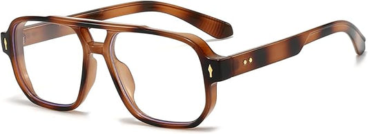 PORADAY Blue Light Blocking Glasses for Women Men 70s Retro Square Aviator Eyeglasses Rectangle Computer Eyewear