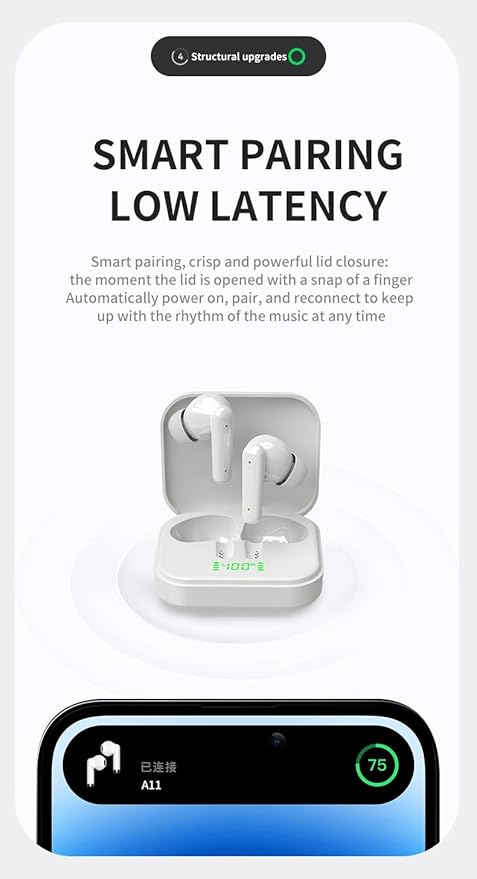 Wireless Earbuds, Deep Bass Bluetooth 5.3 Headphones 48Hrs Battery Life with Wireless Charging Case, Sport Ear Buds IPX7 Waterproof True TWS Built in Mic Power Display for Android iOS