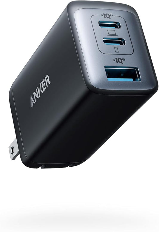 Anker Charger, 65W 3-Port Fast Compact Foldable USB C Charger Block for MacBook Pro/Air, iPad Pro, Galaxy S20, Dell XPS 13, Note 20/10+, iPhone 17 Series, Steam Deck, and More