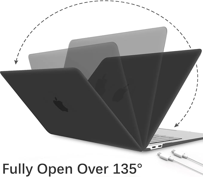 B BELK Compatible with MacBook Air 13 inch Case M1 2022 2021 2020 2019 2018 A2337 A2179 A1932 Touch ID,Matte Plastic Hard Shell for MacBook Air 13.3 inch Case+Keyboard Cover+Screen Protector, Black