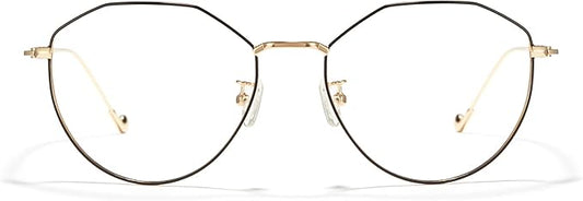 Cyxus Blue Light Glasses for Men and Women, Round Metal Frame Computer Eyeglasses for Office, Gaming, Reading 8090
