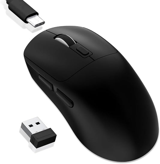 MELOGAGA Wireless Gaming Mouse, 2.4G/Bluetooth 5.4/USB-C 3-Mode Wired/Cordless Game Mice with 8 Adjustable DPI, Ergonomic Rechargeable Computer Mouse for PC, Mac, PS5, Tablet -Black