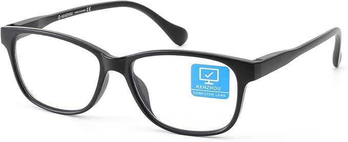 K KENZHOU Blue Light Glasses for Woman Men Bluelight Blocking Glasses for Computer Gaming Phones,Anti Eye Strain & UV Glare, Matte Black 2Pack
