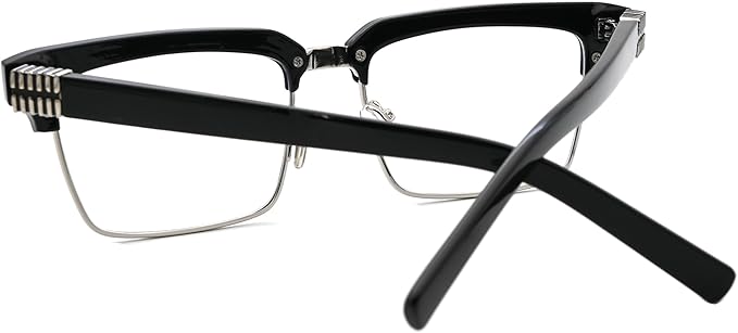 Semi Rimless Rectangle Blue Light Glasses Men Women Black Square Eyewear