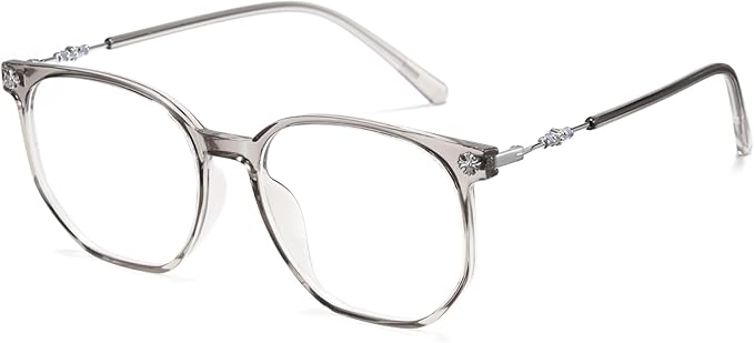Cyxus Retro Blue Light Glasses Men - Square TR90 Metal Blowline Frame Stylish Trendy for Computer Daily Work 8252