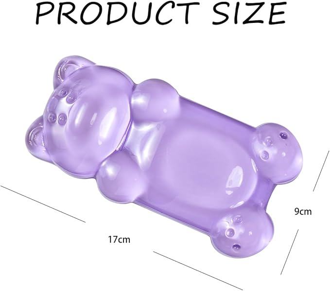 Ergonomic Silicone Gel Mouse Wrist Rest –Purple Clear Cute Bear Mouse Wrist Rest, Comfort & Support for Typing and Gaming