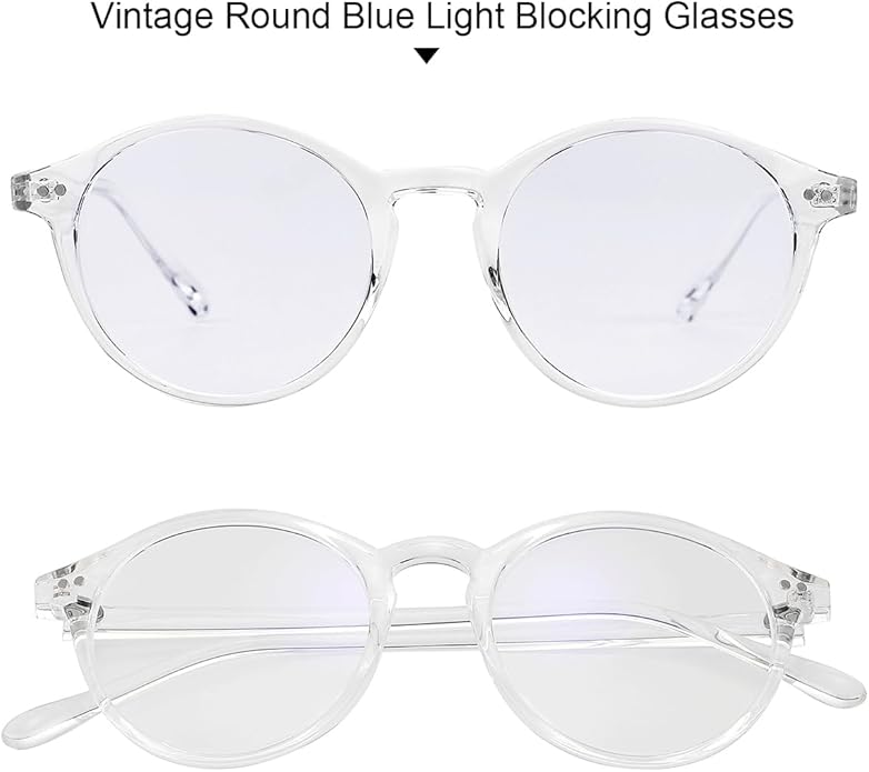 Gleyemor Blue Light Glasses for Men Women, Vintage Round Frame Computer Eyeglasses