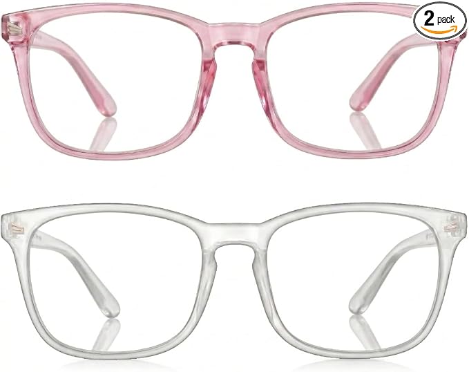 2 Packs Professional Sleep Glasses with 97.6% Blue Light Blocking Dual AR Coatings Clear Lens, Computer Gaming Glasses for Men Women, Anti Fatigue & Eye Strain