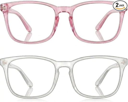 2 Packs Professional Sleep Glasses with 97.6% Blue Light Blocking Dual AR Coatings Clear Lens, Computer Gaming Glasses for Men Women, Anti Fatigue & Eye Strain