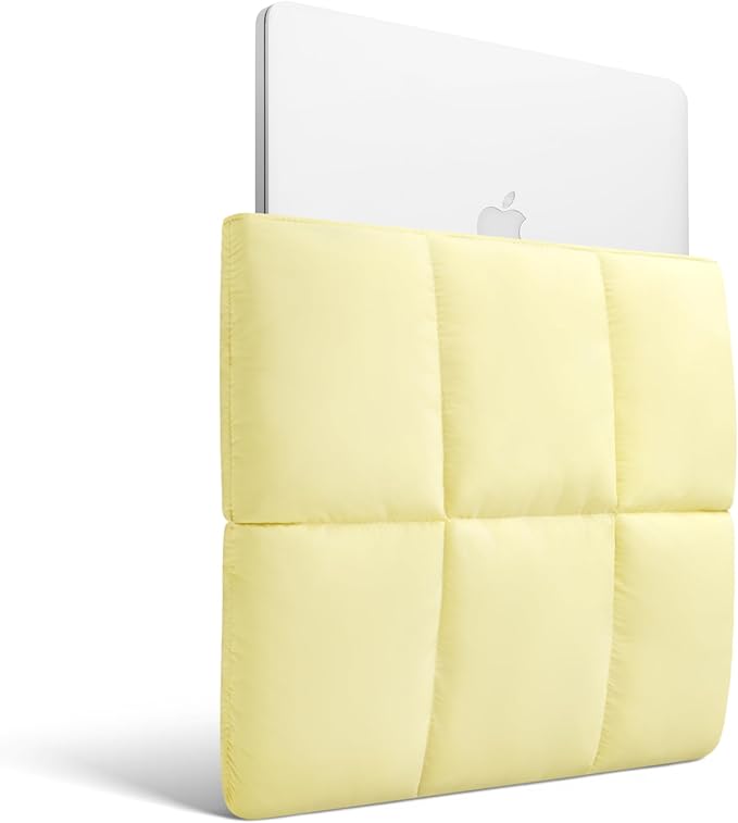 Comfyable Puffy Laptop Sleeve 13 Inch 14 Inch, Quilted Puffer Laptop Carrying Case for Women, Pillow Case Compatible with MacBook Air/Pro M5 M4 M3 M2 Pro/Max 2026, 13" MacBook Neo A18, Butter Yellow