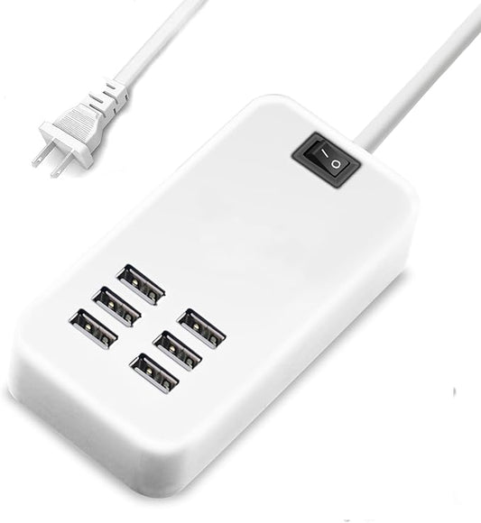 USB Charger Station Multi Port, Portable 6 Ports Chargers for Multiple Devices, Wall Charger Adapter for iPhone 17 16 15 pro max Samsung Galaxy S25/S24/S23