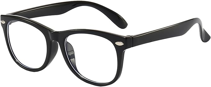 FANNYGO 1 Pack kids Blue Light Blocking Glasses For Girls And Boys Computer Blue Light Blocking Glasses For Age 3-11 (Black)