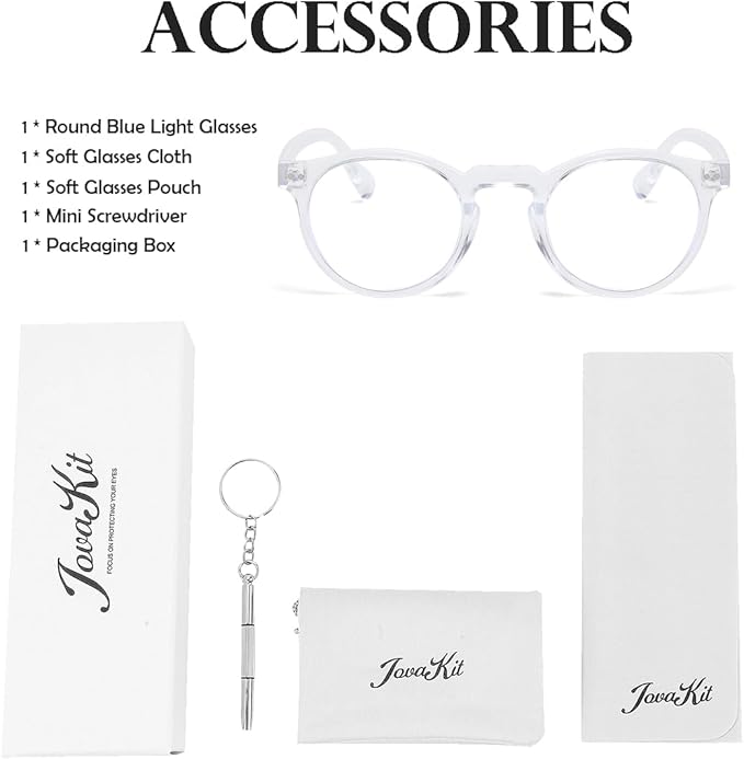 JOVAKIT Round Blue Light Glasses for Women Men Fashion Retro 90s Small Frame Computer Eyeglasses Anti Eyestrain