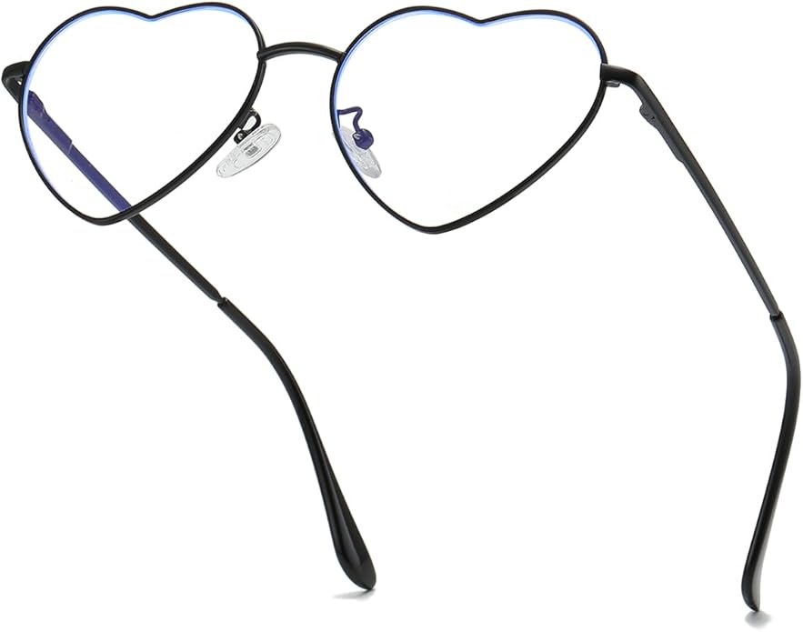 JOVAKIT Heart Shaped Blue Light Blocking Glasses for Women Fashion Vintage Lovely Style Metal Frame Eyeglasses