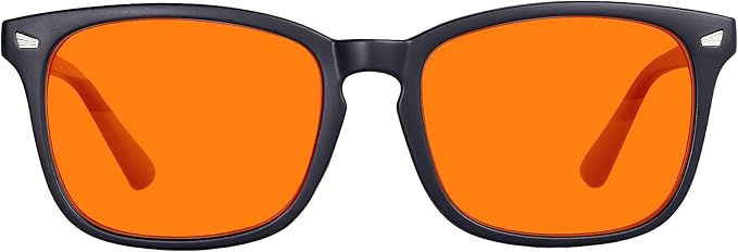 MAXJULI 99.9% Blue Light Blocking,Computer Reading/Gaming/TV/Phones Glasses for Women Men(Orange) 6001