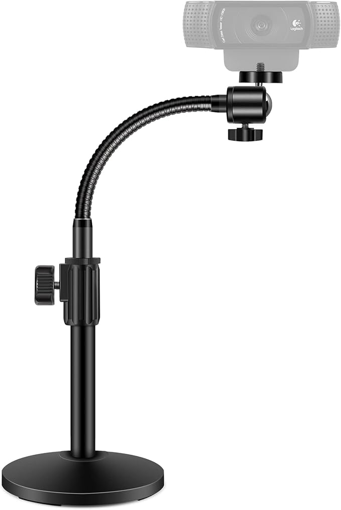 InnoGear Webcam Stand for Desk, Camera Stand Mount Gooseneck Arm for Logitech Webcam C922 C930e C920S C920 C615 C960 C920x BRIO 4K NexiGo N60, Phone Mount, Right Light, GoPro with 1/4" Thread by InnoGear